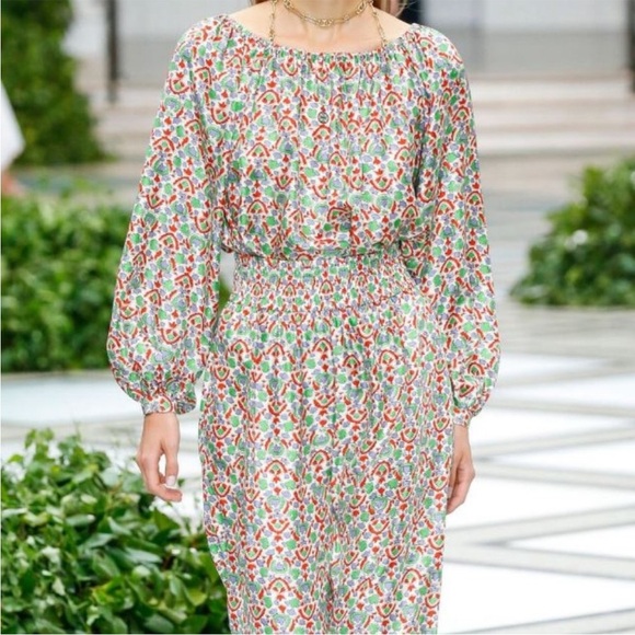 Tory Burch Floral Printed Off The Shoulder Top In Legacy Paisley NWT Size 2 - Picture 1 of 13